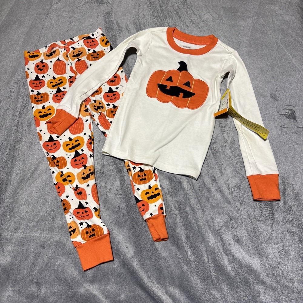 Gymboree Size 3T Toddler Pumpkin 2 Piece Pajama Set Halloween Wear